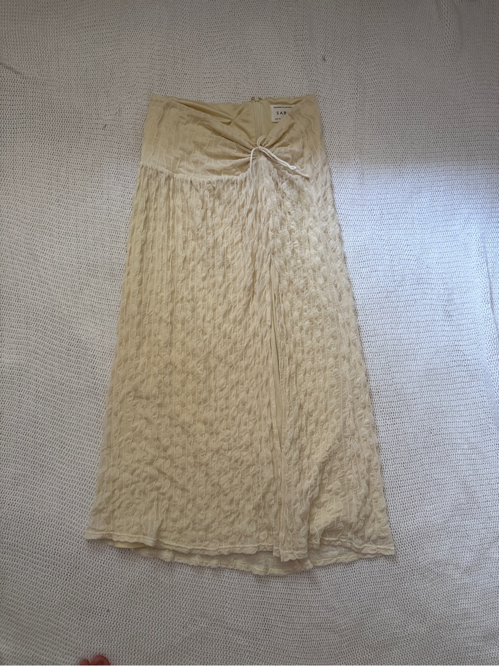 SABO Maxim Skirt Cream Textured Ruched Maxi Skirt Size M